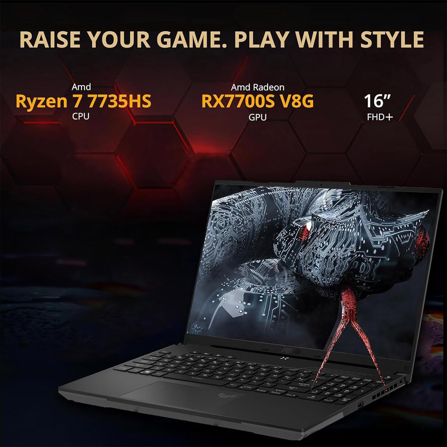ASUS TUF A16 Gaming Laptop, Display FHD+ da 16 pollici, processore AMD Ryzen 7 7735HS, grafica Radeon RX7700S V8G, 64GB RAM 2TB PCIe SSD, tastiera retroilluminata, Wi-Fi 6, Windows 11 Pro, nero