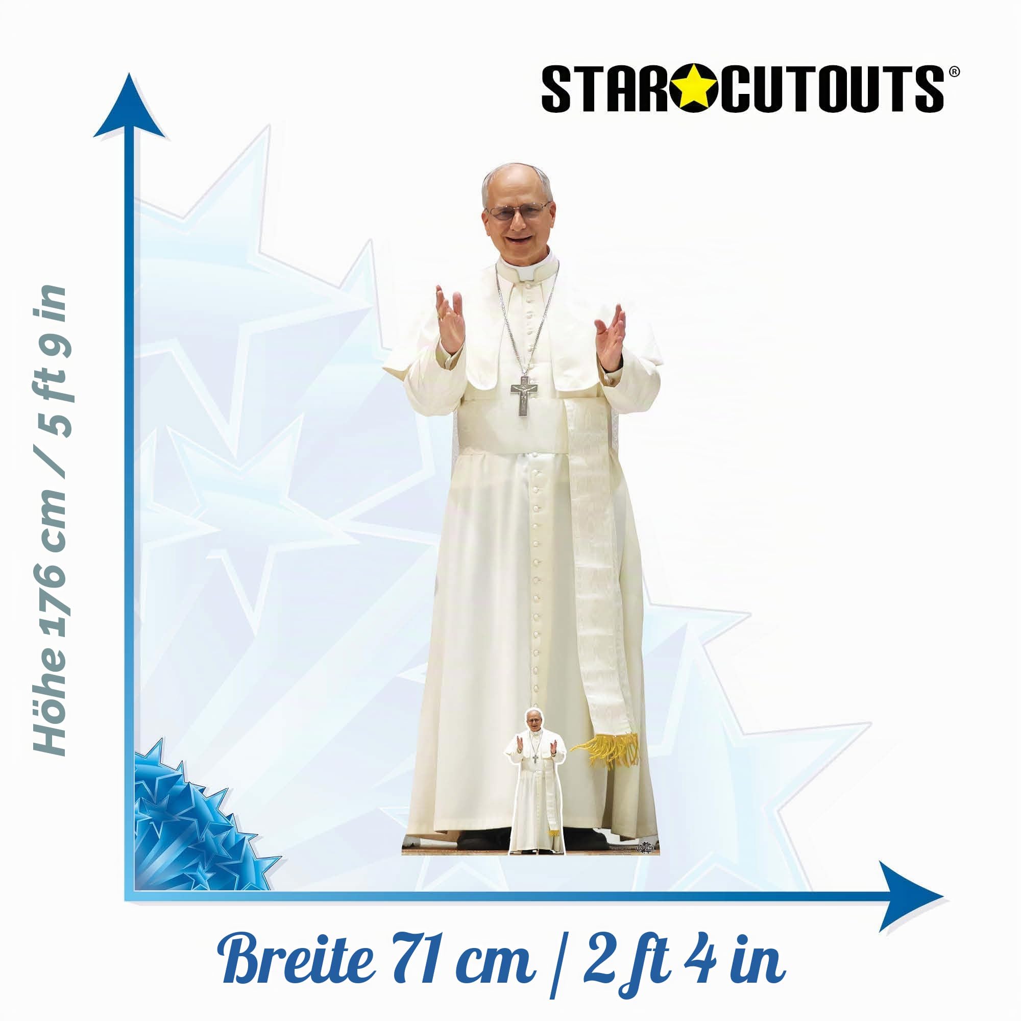 Star Cutouts SC4620 Papst Leo XIV - Pappaufsteller Höhe 176cm - Ideal für Taufe, Kommunion & Konfirmation Geschenk
