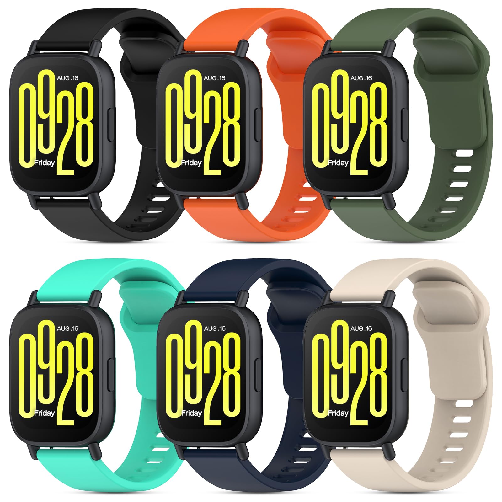 BDIG 6 Pieces Straps Compatible with Xiaomi Redmi Watch 5 Active/5 Lite, 22 mm Colourful Breathable Waterproof Soft Silicone Replacement Bracelet for Redmi Watch 5 Active/5 Lite