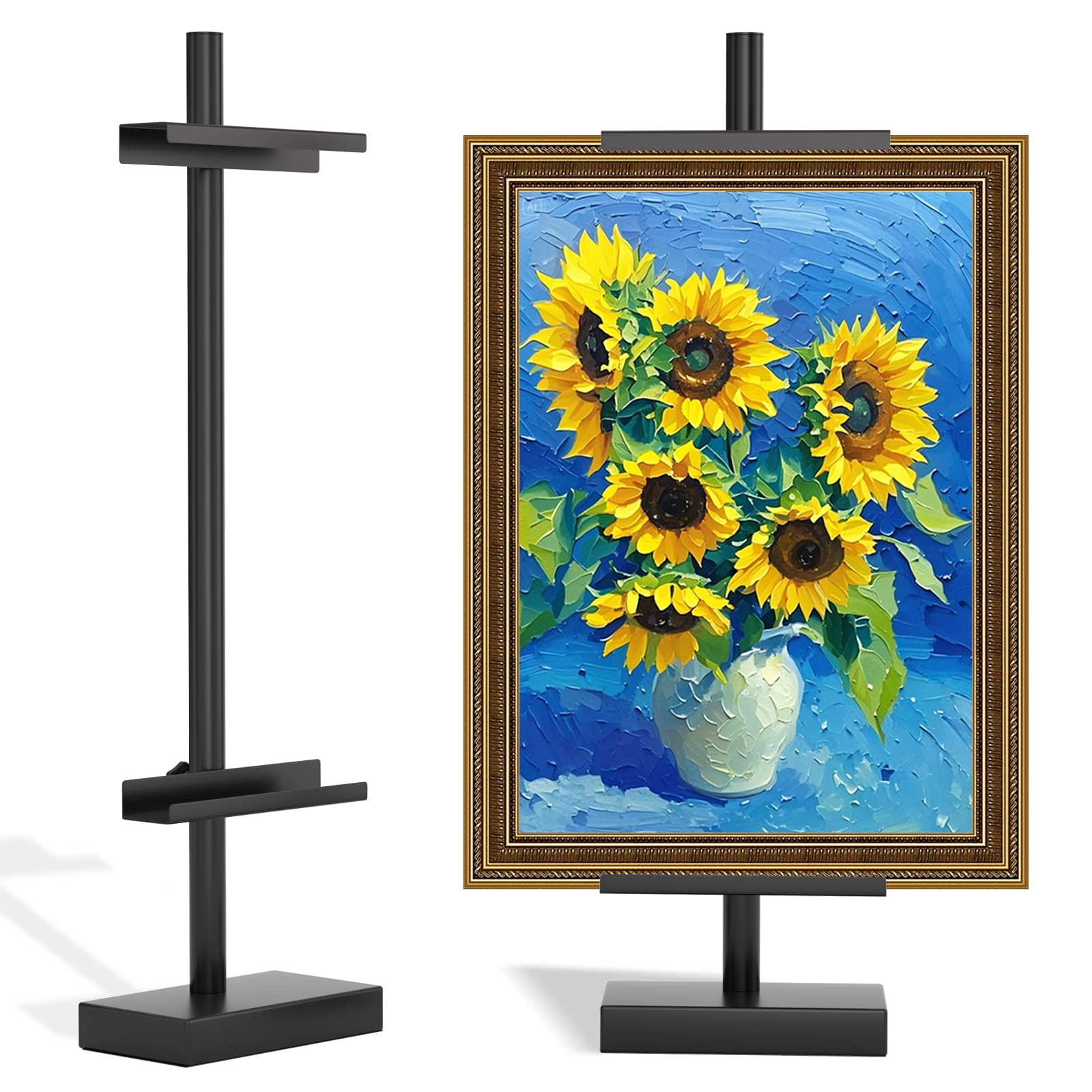 Adjustable Tabletop Easel Stand, Picture Easels for Display Up to 29" H, Metal Picture Frame Holder Stand Table for Art, Photo (Black)