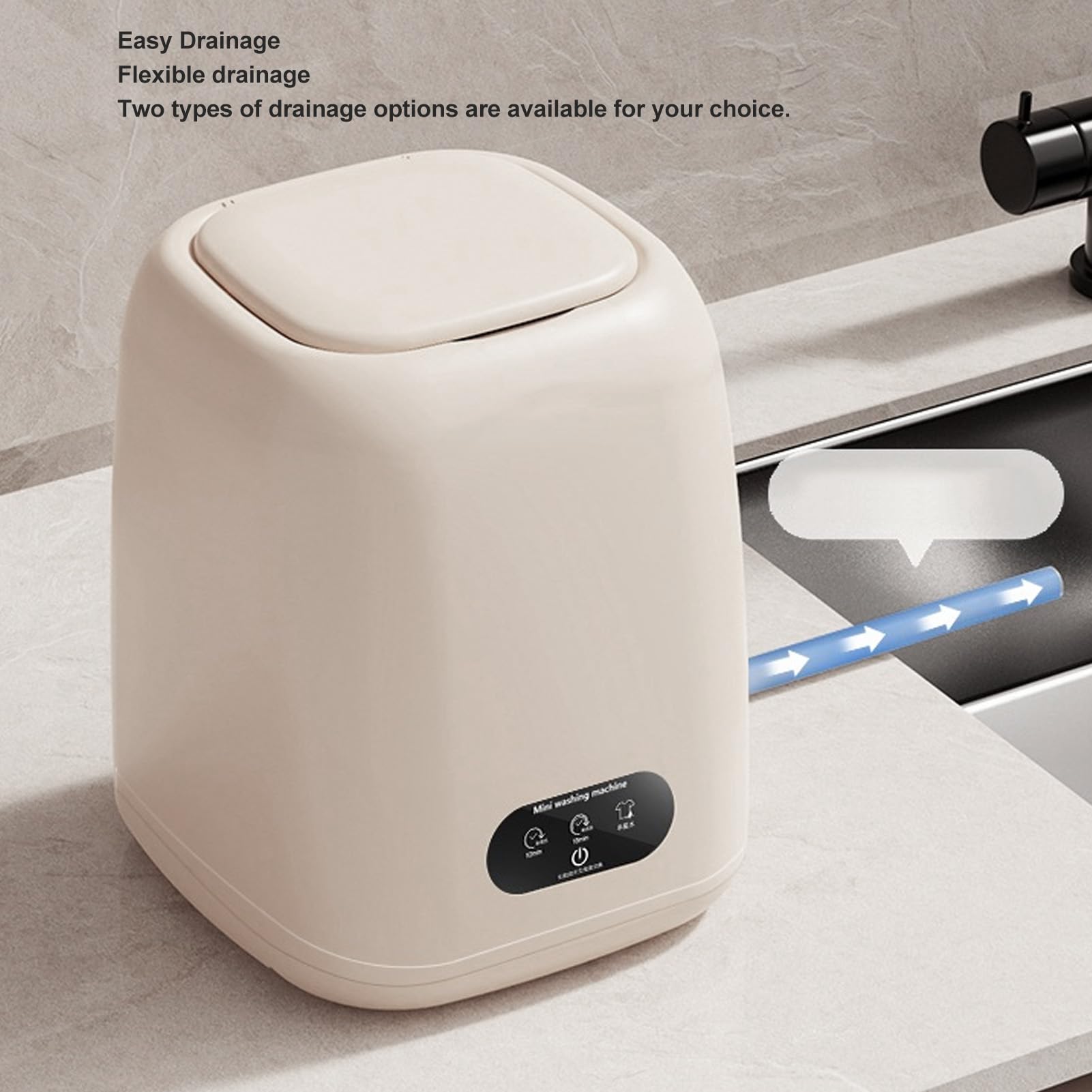 Lavadora Portátil, Lavadora Pequeña de 9 L, Lavadora de Ropa Multifunción y Secadora Giratoria para Apartamento, RV, bebé, Mascota, 100-240 V (Enchufe de la UE)