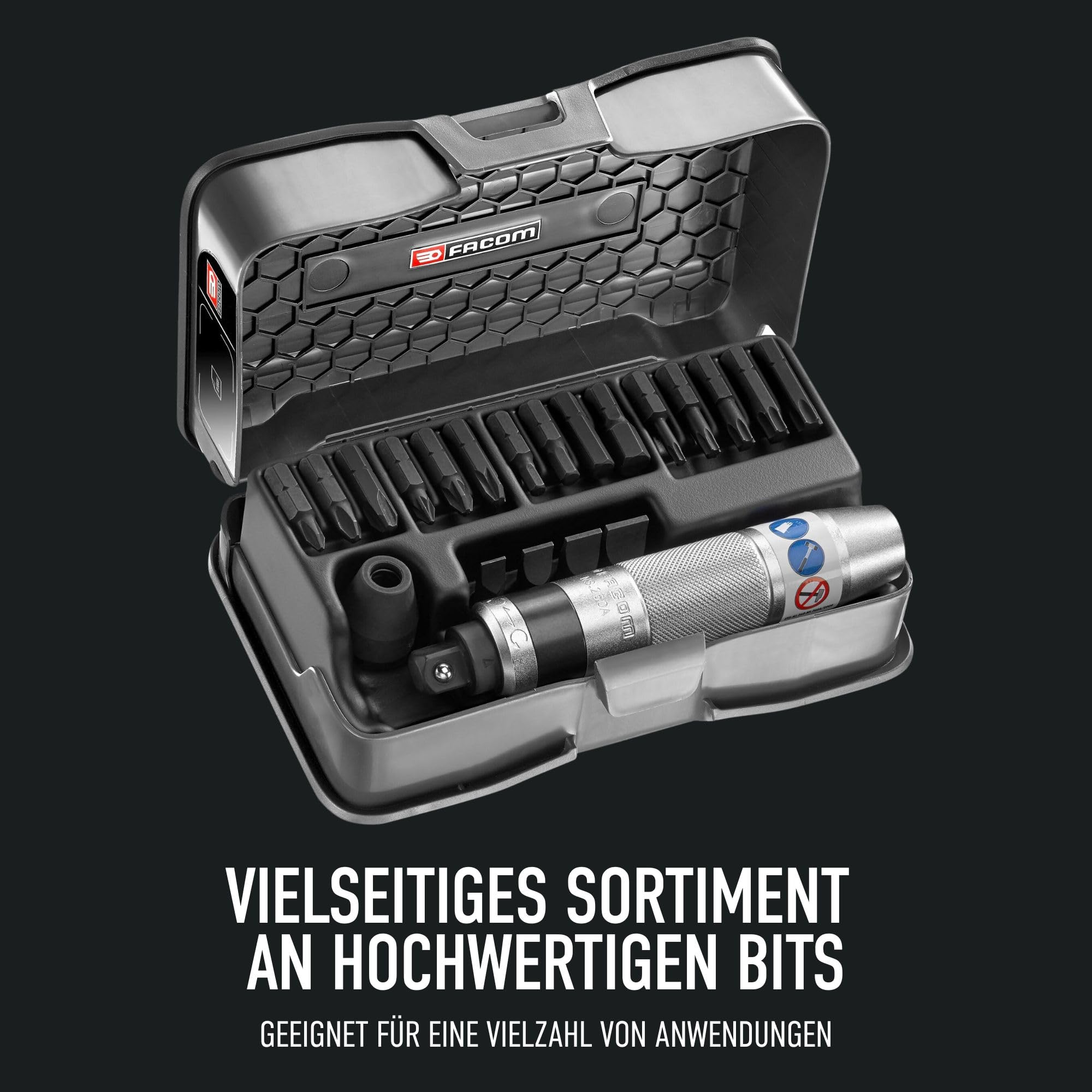 FACOM - Satz mit 21 Schlagschrauber Antrieb 1/2" mit Torx-, Pozidriv-, Phillips-Bits, Spalt- und Sechskanteinsätzen - NS.265M - Handwerkzeuge