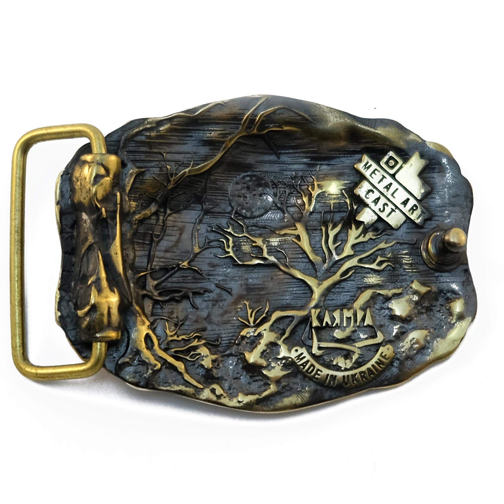 Belt buckle Odins Raven, Handmade viking Huggin And Munnin ravens solid brass belt buckle