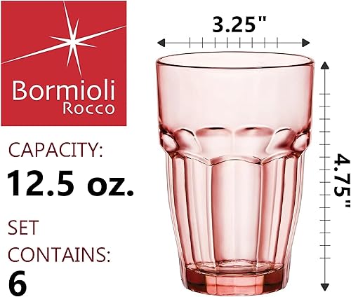 Miniatura 47 de Bormioli Rocco Rock Bar - Vasos apilables de doble estilo antiguo, 13 1/4 onzas, juego de 6 Transparente,Color Ice,Azul (Ice Blue),Lavanda,Verde