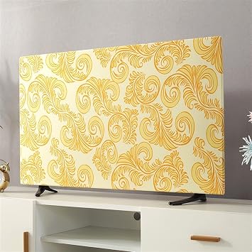Tv Dust Cover Universal Tv Enclosure with Screen Protector, Printing Dustproof Stretchable Fabric Tv Display Protectors for 19-70 Inch Tvs, Washable70 inches,Yellow