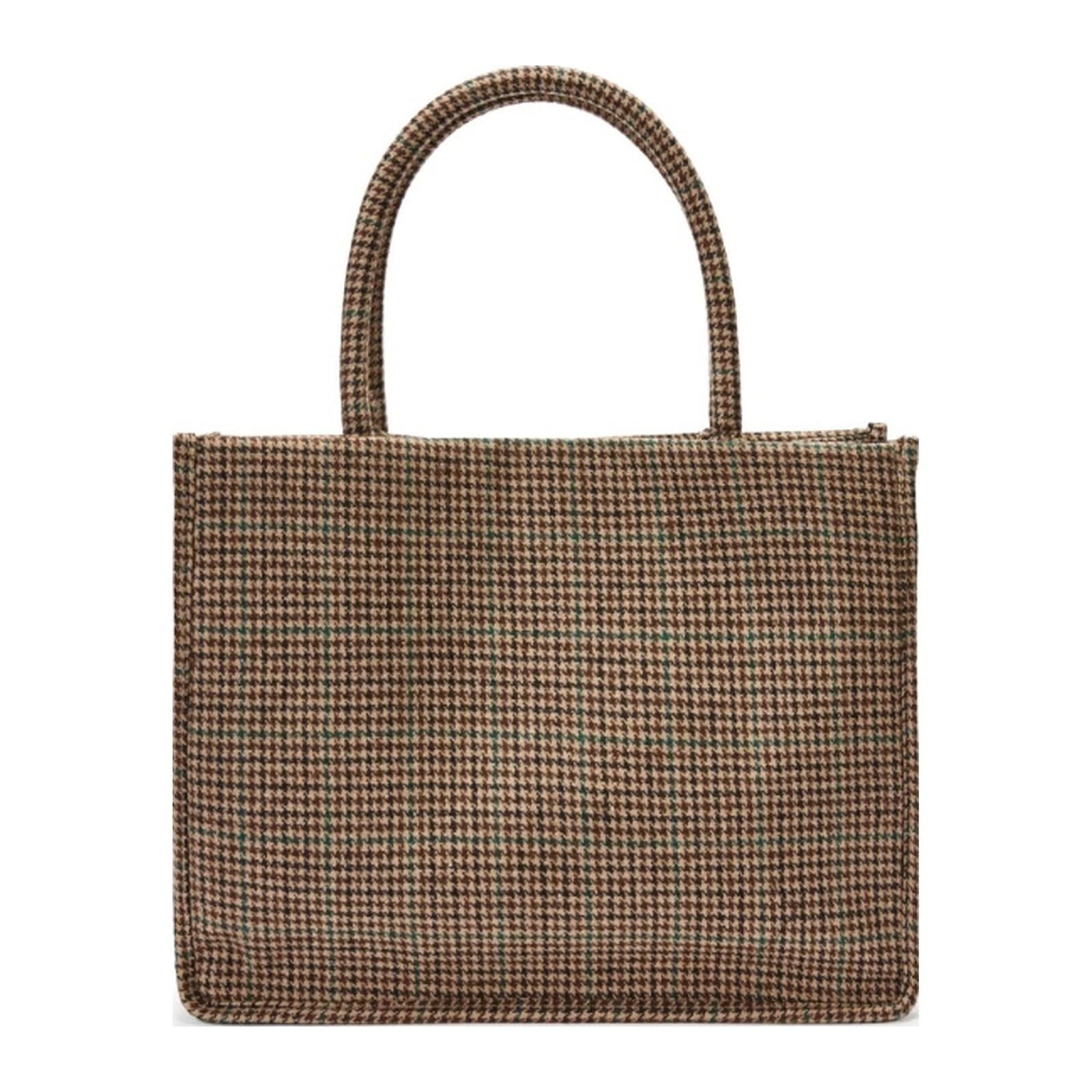 CODELLO SHOPPER 62C0025 POLYESTER/WOOL CHECK SNOOPY beige-40X30X14CM