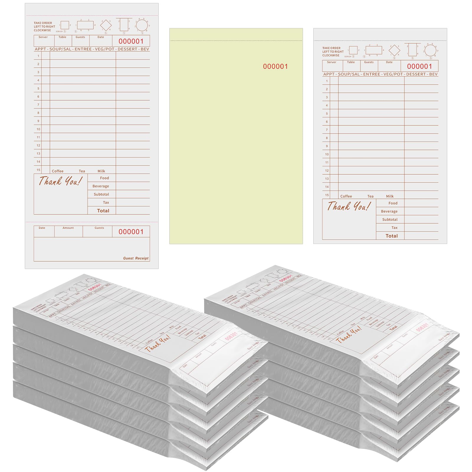 Waitress Notepad Adams Guest Check Form Pads, Single Part, Perforated ...