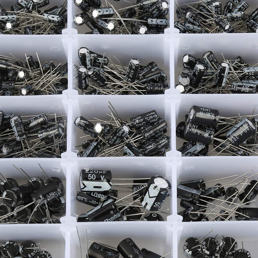 Hilitand Kit di condensatori elettrolitici Fai-da-Te Alto 990pcs Kit 36 ​​valori 10 V ~ 50 V 0,1 uF a 1000 uF
