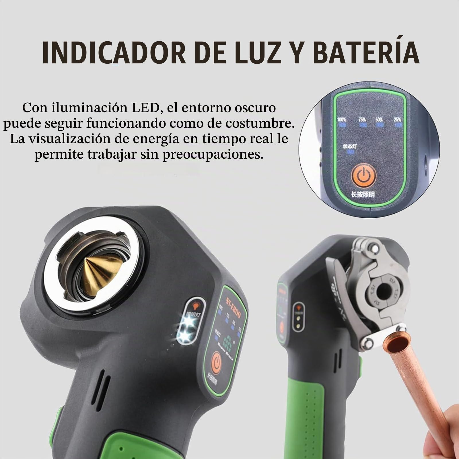Expansor EléCtrico De Tubos De Cobre, Alimentado Por BateríA De Litio, Herramienta De Abocardado De 1/4" A 3/4", Abocardador De Tubos ExcéNtrico De 45° Con 5 Abrazaderas
