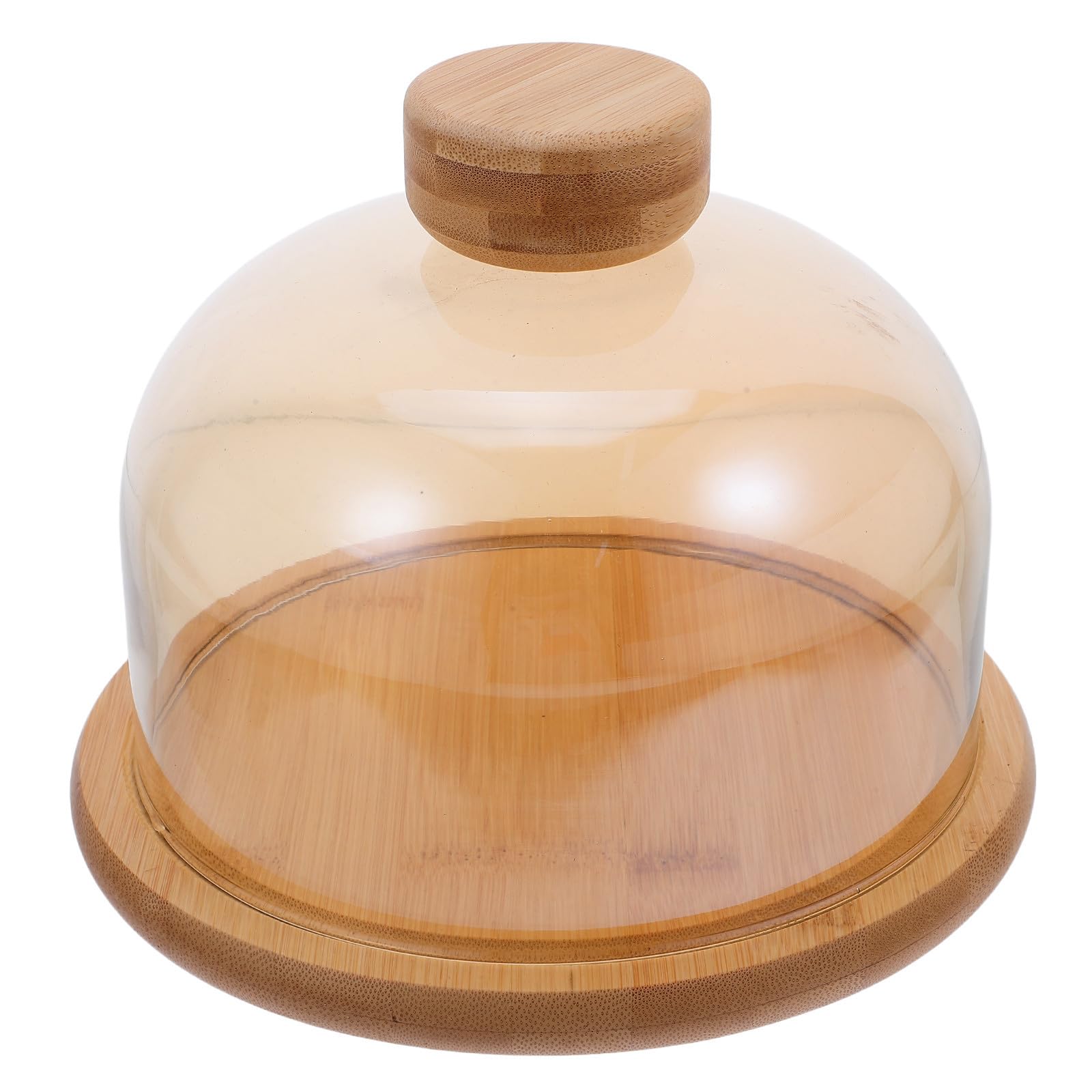Cúpula de Postre de Vidrio con Bandeja de Bambú para Exhibición Elegante y Protección contra Polvo, Adecuado para Bodas y Ocasiones Obsequios