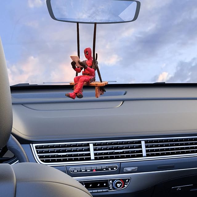 Funny anime Deadpool Anime Rear View Mirror Decoration Pendant Car Interior Anime Doll For Car Interior Accessories,for Car Mirror Auto Interior Decoration Accessories