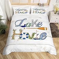 Vista 24 de Castle Fairy Funda de edredón de geometría moderna, tamaño Queen, funda de edredón verde y azul con 2 fundas de almohada para adolescentes