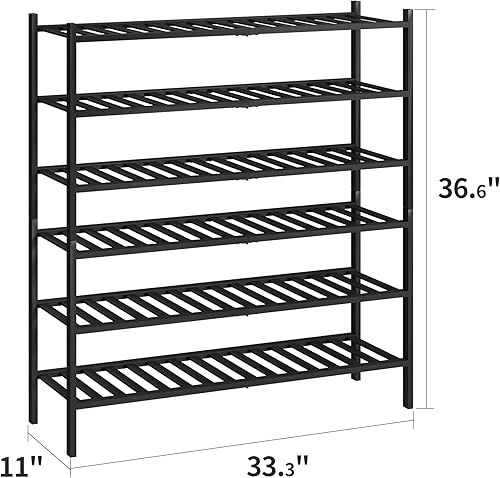 Miniatura 2 de BMOSU Zapatero Extendible de Bambú de 6 Niveles Premium Estante de Zapatos Apilable Organizador de Almacenamiento para Pasillo, Armario, Clóset,