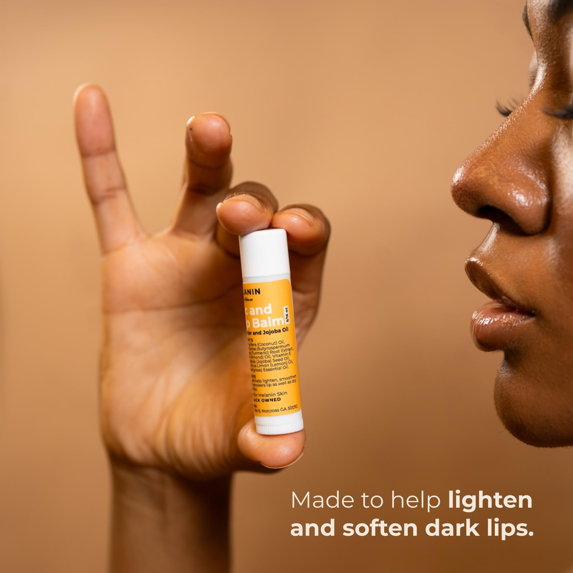 Glo Melanin All Natural Lemon and Turmeric Lip Balm - Natural Lip Balm Illuminate Your Smile, Brighten & Nourish Dark Lips Effortlessly - For Smokers Lips