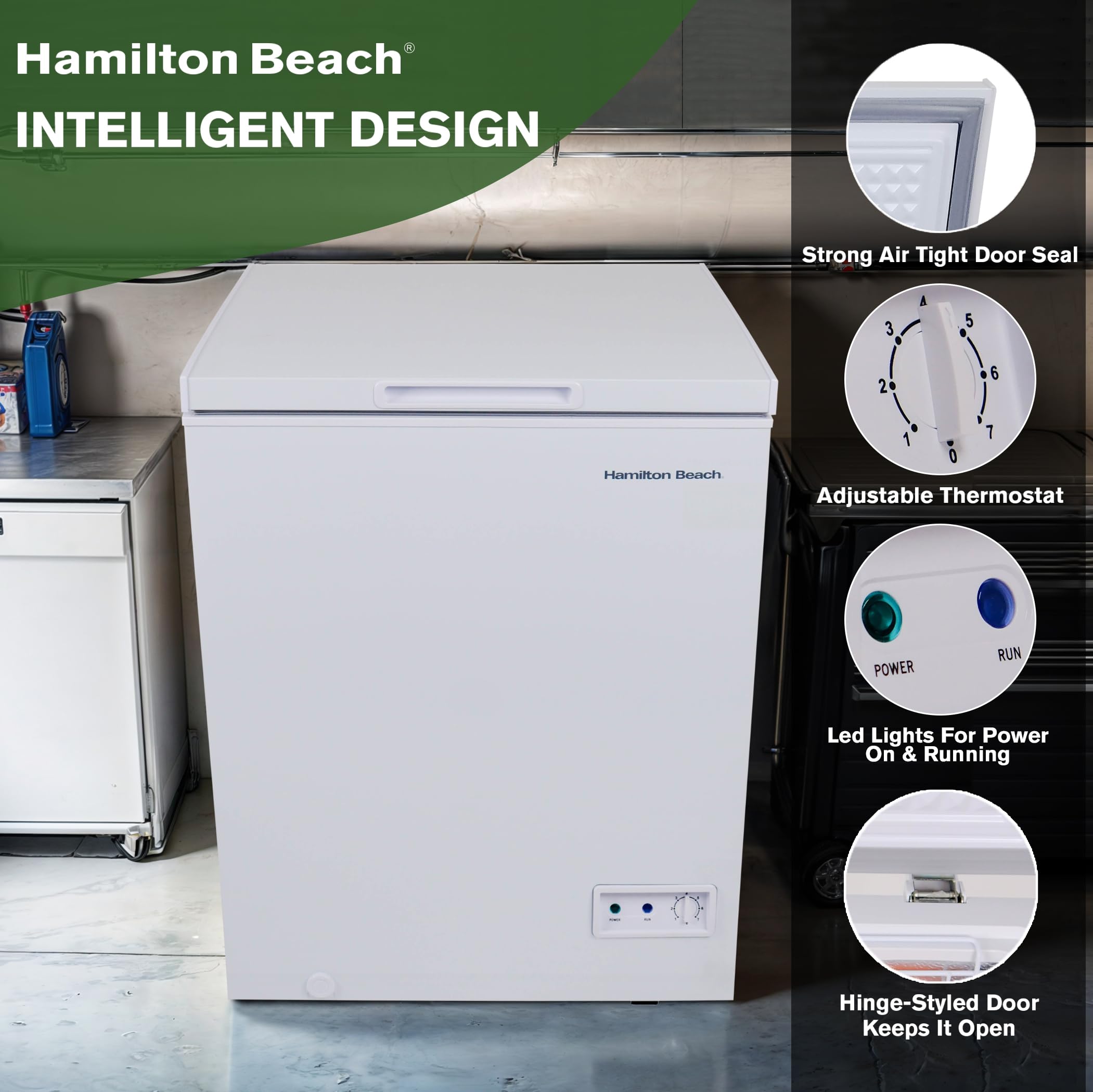 Hamilton Beach 5 Cu Ft Chest Freezer, White on Fridge.com - View 2