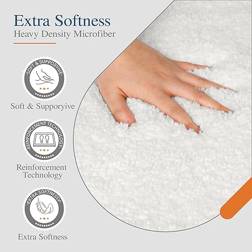 Miniatura 2 de Walensee - Tapete de baño antideslizante, absorbe el agua, de microfibra suave, peluda, lavable a máquina, para regadera, 24 x 36 pulgadas, marfil