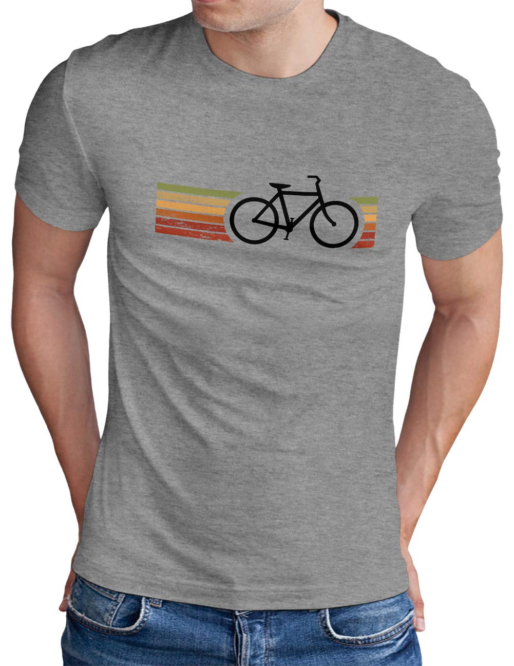 OM3® Retro Bicycle T-Shirt - Men's - Cycling Cyclist Biking Bicycle Cyclist - S - 5XL