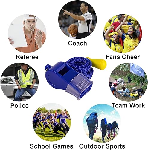 Miniatura 29 de Paquete de 12 silbatos deportivos con cordón para entrenadores, árbitros y oficiales, sonido fuerte y nítido 12 piezas (amarillo)