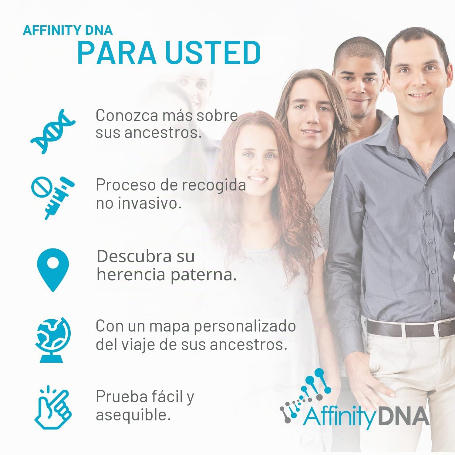 Kit de prueba de ADN de ascendencia paterna - Descubra su Haplogrupo Y-STR - Resultados en 6-7 semanas - Kit de recogida de muestras de ADN en casa