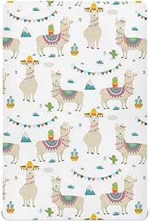 Baby Crib Sheet Llama Alpaca Crib Mattress for Boys and Girls Playard Sheet Soft Breathable Fitted Baby Mattress Cover 52x28in