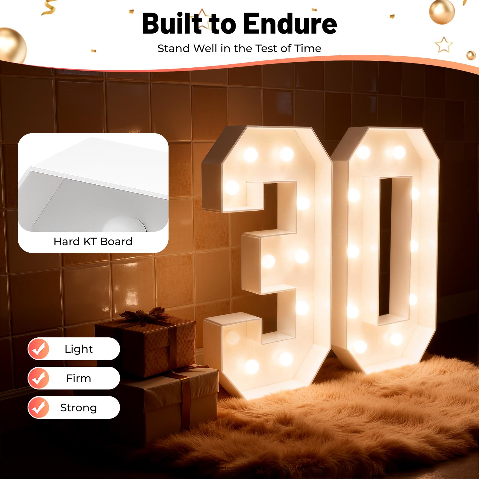SuhoFutusNummer Licht 3D, Deko Licht Leuchtende Zahlen, 30/40.Geburtstag Party Dekoration Light Up Zahlen für Geburtstag Party Hochzeit & Urlaub Haus Bar Dekoration (1 Paar* 30 Leuchtziffern)