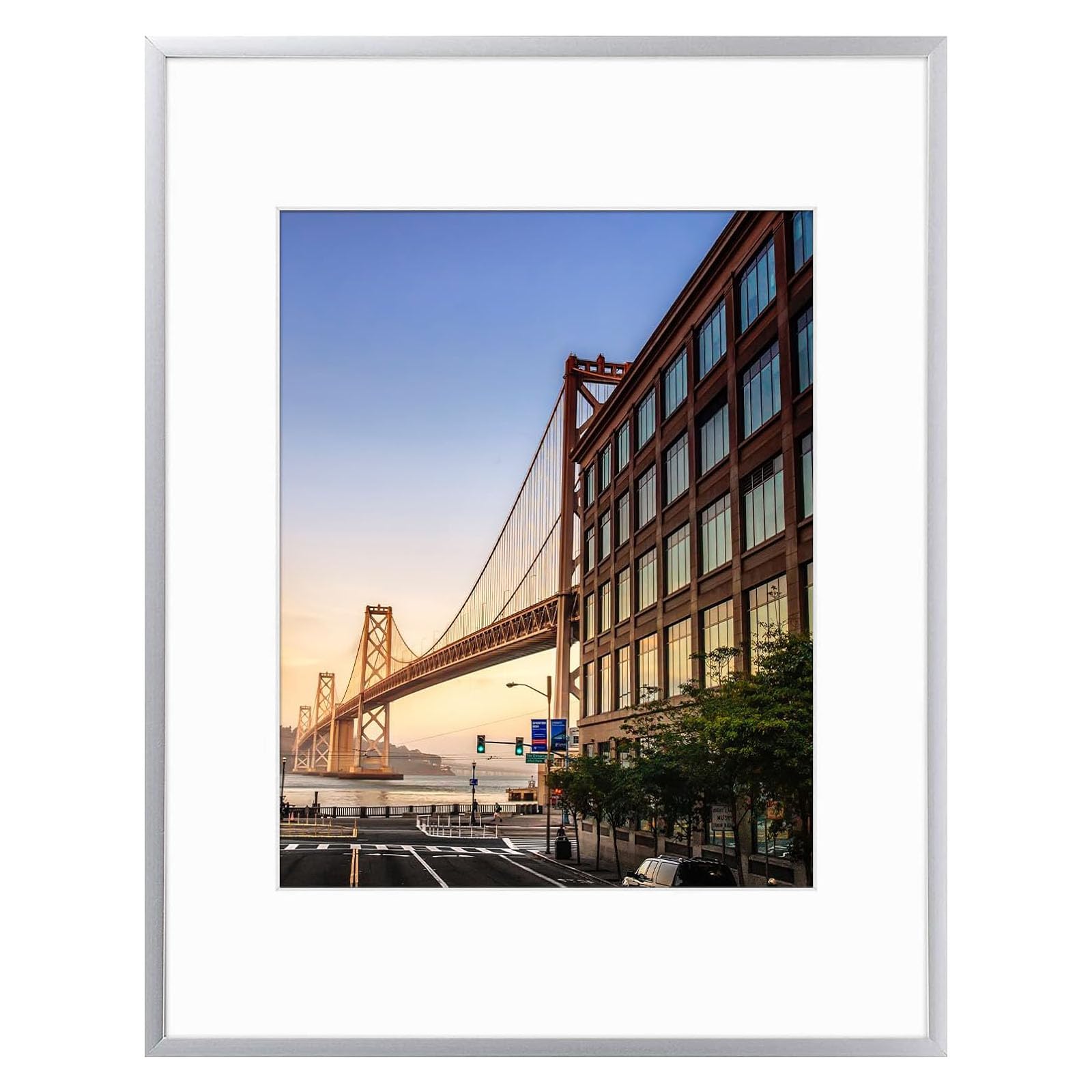 Frametory, 12x16 Aluminum Frame, 8.5x11 Photo with Ivory Mat for Wall Display, Sawtooth Hanger, Swivel Tabs, Spring Clips Great for Photos, Artworks, Posters (Silver, 1-Pack)