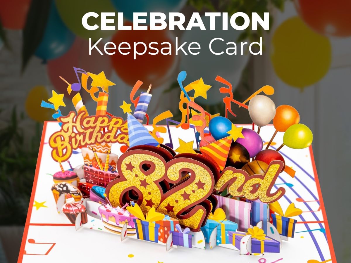 iGifts And Cards Happy 82nd Red Birthday 3D Pop Up Greeting Card