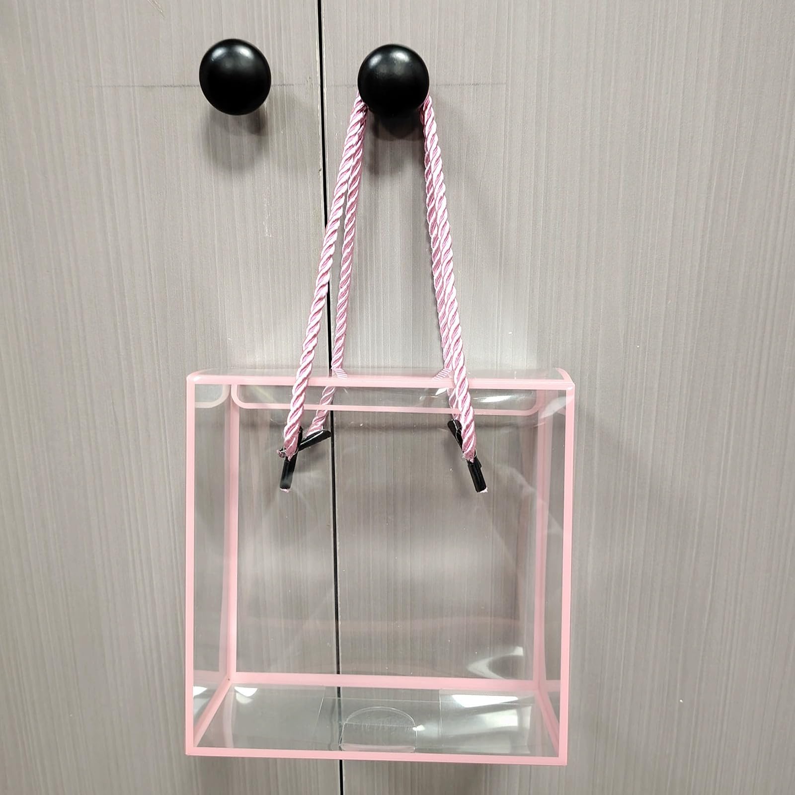 BENECREAT 10 Scatola Regalo In PET Trasparente, Scatoline Regalo Da 14x7x14cm con Bordo In Pizzo Rosa e Manico, Ideali Come Bomboniere per Natale, Compleanni e Matrimoni
