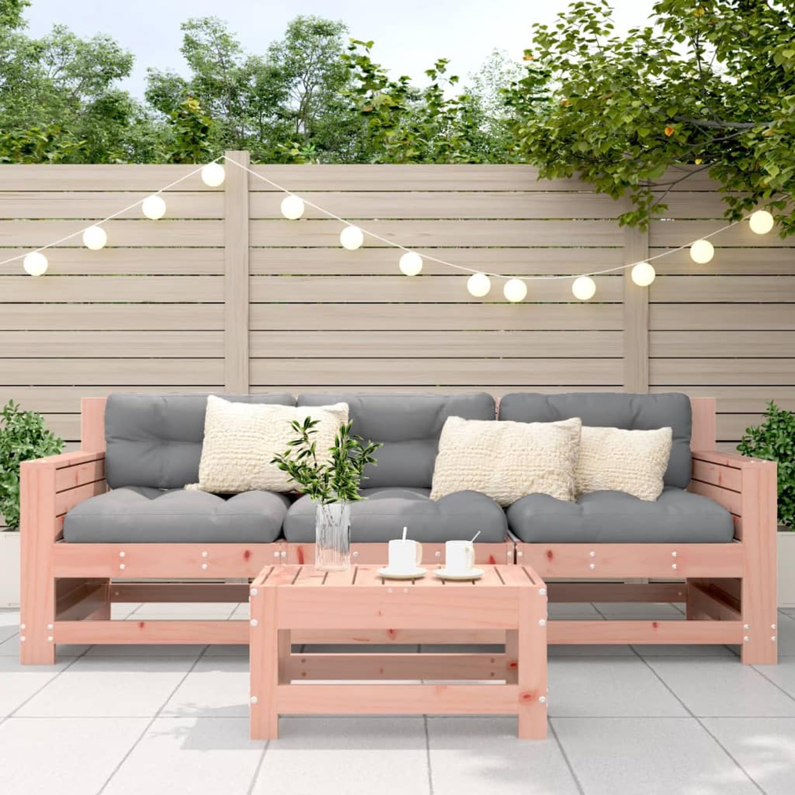 Homgoday Repose-pieds de jardin 62 x 30 x 32 cm en bois massif Douglas, repose-pieds ottoman, tabouret de siège, mobilier de terrasse, repose-pieds balcon, piscine, salon