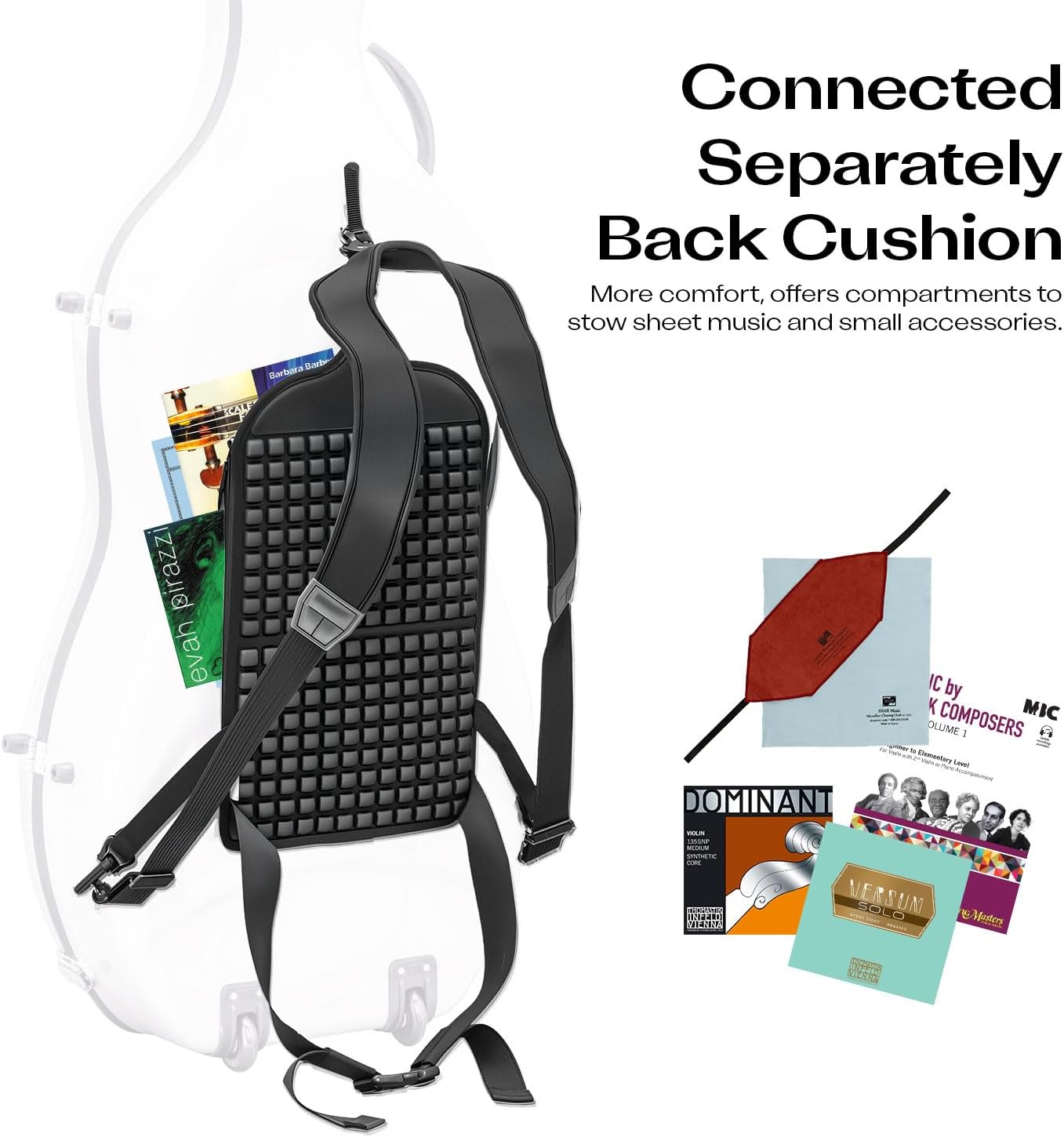 Shar Backpack System with Cushion for Cello Case | No-Drill Attachment | Neoprene Comfort | Music Storage