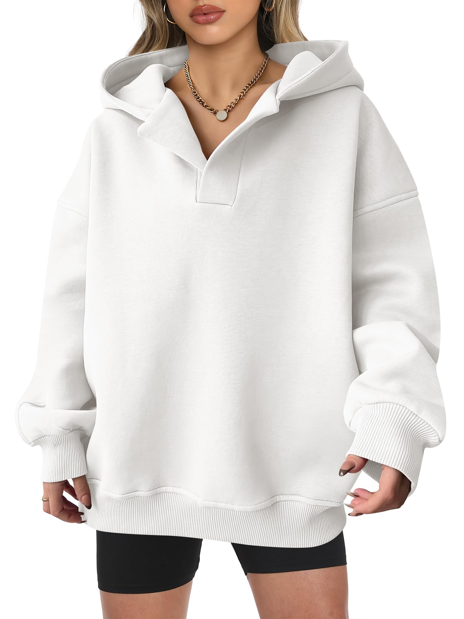 ANRABESS Women's Cropped Zip-Up Hoodie - Y2K Fleece Jacket For Fall & Winter (White, Medium)