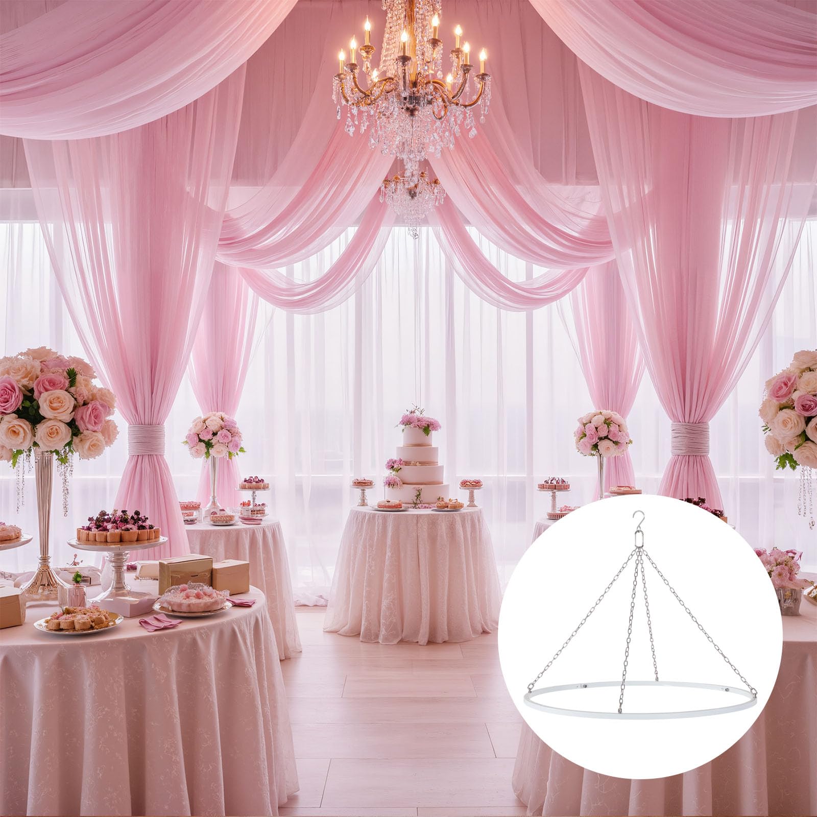 Anneau de suspension décoratif moderne en métal - Design amovible - Parfait pour la décoration de mariage