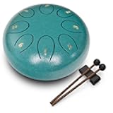 REGIS Steel Tongue Drum 6 inch 8 Notes Musical Percussion Instrument, rain Drum for Outside - Musician Gift for Family and Friends(malachite)
