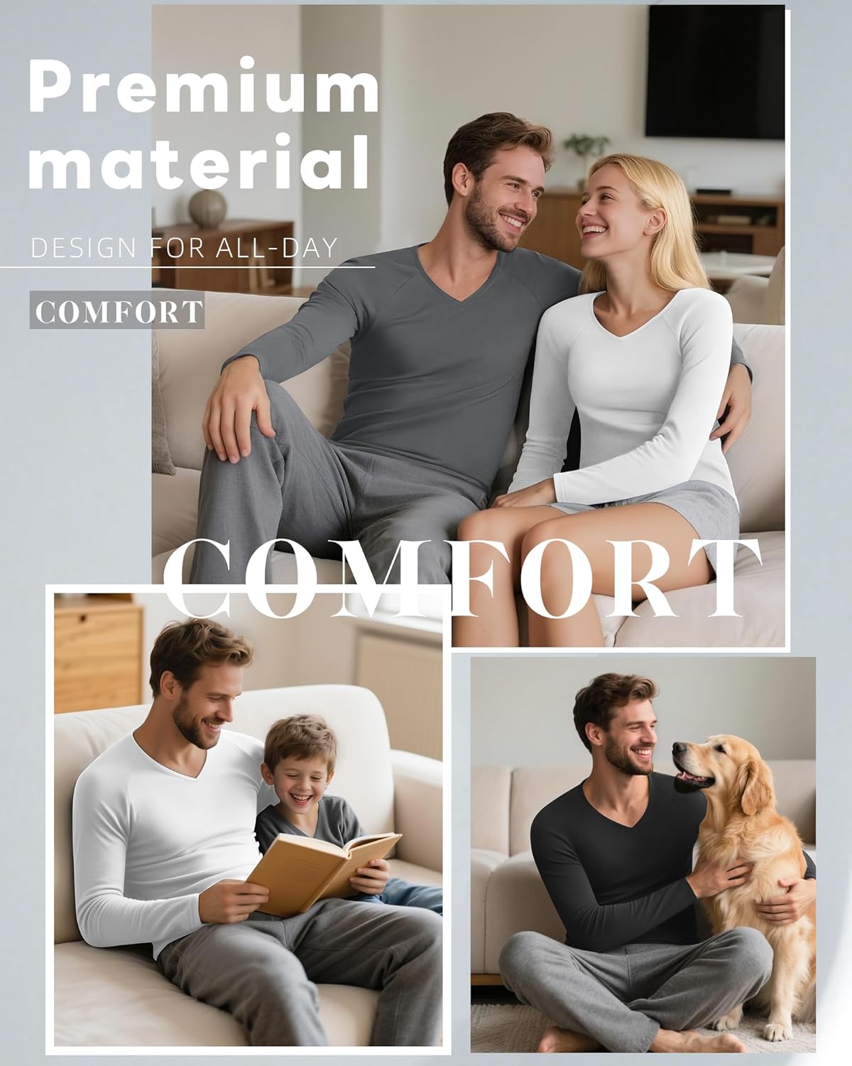 Riyiper 3 Pack Men's Thermal Shirts Long Sleeve Thick T-Shirt V Neck Fleece Undershirts Basic Comfortable Winter Layer Tops - Image 4