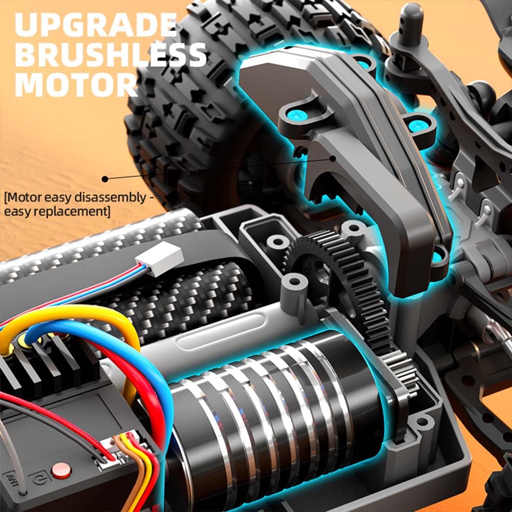 X-Verse SG118MAX 1:18 Auto telecomandata, 60KM/H RC ad alta velocità impermeabile Offroad con motore Brushless, 4WD Off Road Race Buggy per adulti, 3 batterie
