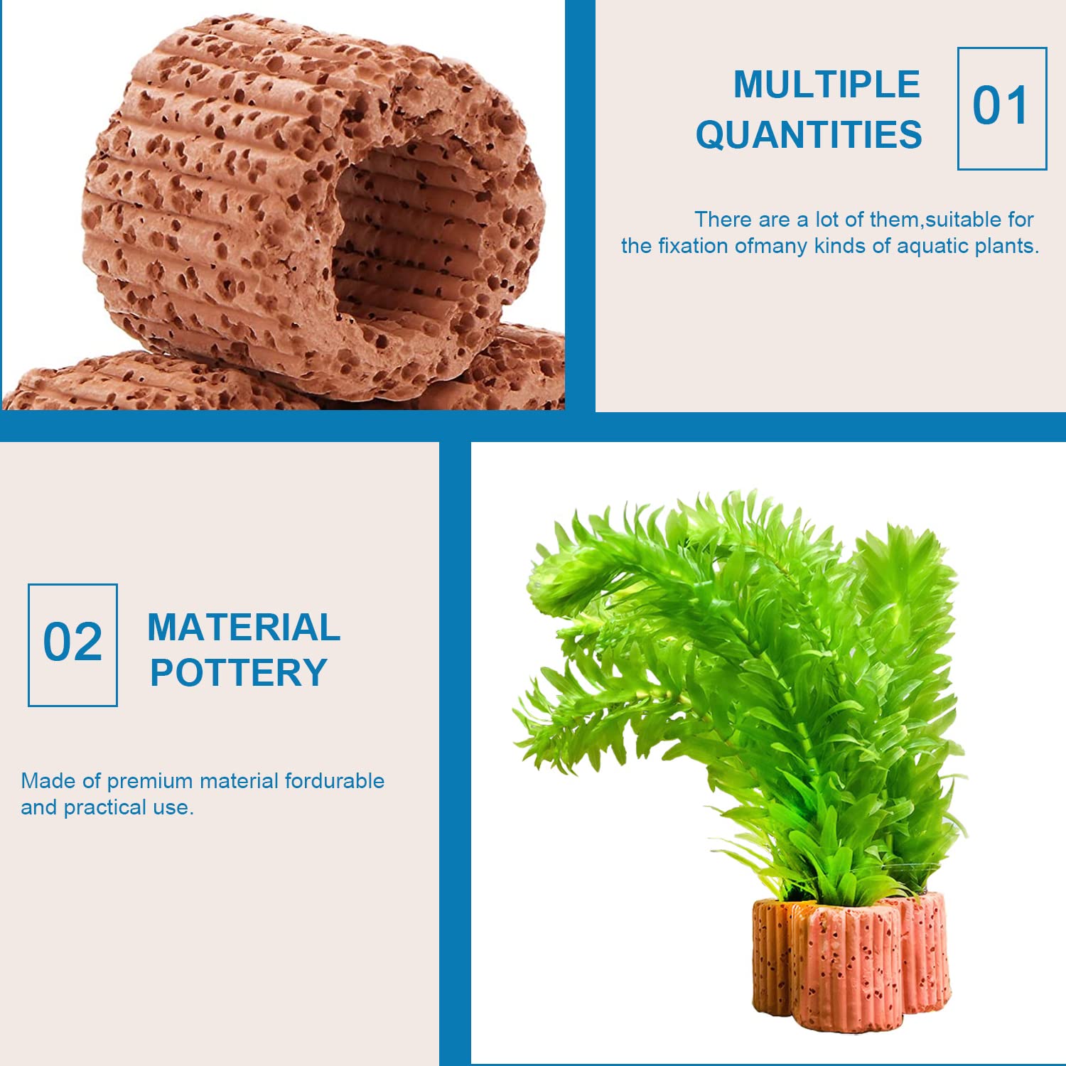 25 szt. Akwarium rośliny wodne stały pierścień, ceramiczny pierścień do roślin wodnych do akwarium krajobrazu, uchwyt na ceramikę, pierścień grawitacyjny, dekoracja akwarium
