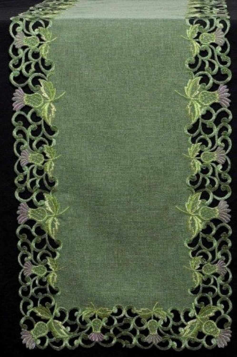 Celtic Glass Designs Green Table Runner (Small) In Balmoral Thistle Design