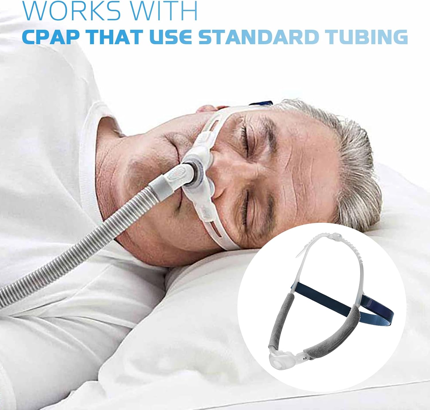 Nasal Pillow with Headgear Replacement for ResMed Swift FX Frame System, Standard CPAP Nasal Pillow Frame Assembly Included Soft Silicone Sealing Nose Pillows Cushion & Head Strap - Image 7
