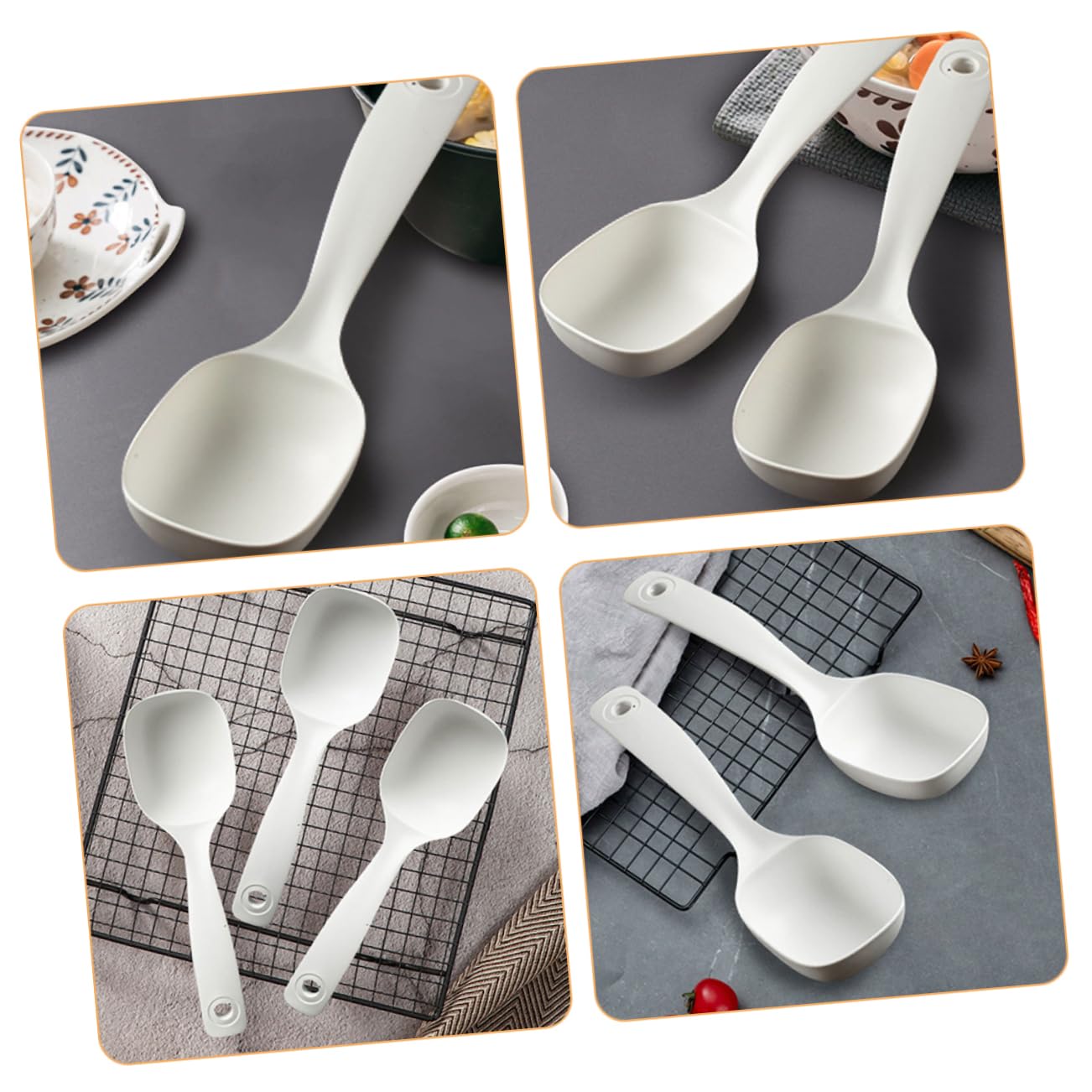 PRETYZOOM 5 Set Di Cucchiai Da Minestra Riutilizzabili in Stile Occidentale Grandi Per Porridge Per Cucinare 3 Pezzi * 5