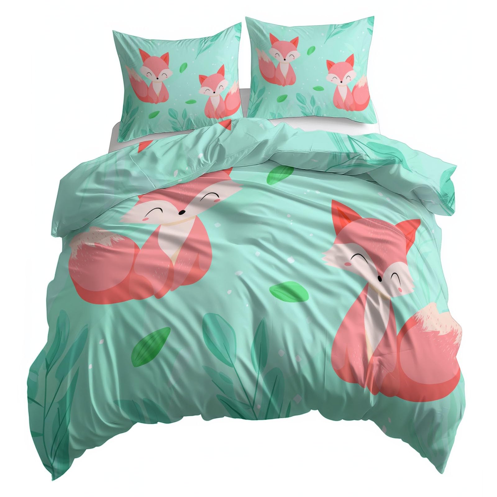 Generisch 3-częściowy komplet pościeli na kołdrę 240 x 220 cm, miękka i oddychająca poszewka na kołdrę z zamkiem błyskawicznym i poszewką na poduszkę 80 x 80 cm, miętowa zieleń