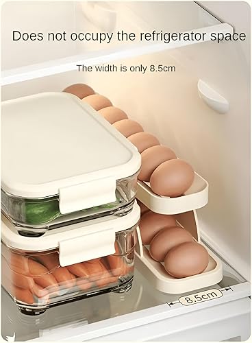 Miniatura 5 de Kitty Dispensador automático de huevos para almacenamiento y organizador de huevos con ruedas automáticas, rodillo de huevos que ahorra espacio para