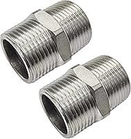 Vista 3 de JoyTube 3/8" macho a 3/8" macho NPT hexagonal 304 acero inoxidable roscado accesorios de tubería (paquete de 5)
