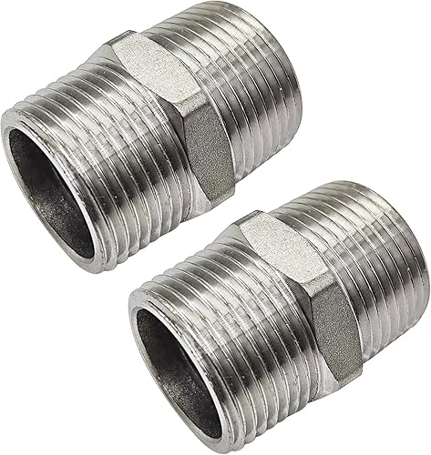 Miniatura 3 de JoyTube 3/8" macho a 3/8" macho NPT hexagonal 304 acero inoxidable roscado accesorios de tubería (paquete de 5)