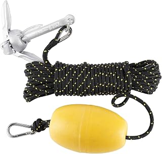 NovelBee 3.5lb Kayak Folding Anchor Accessories with Hooks, Buoy Ball and 5/16" Double Braid Nylon Rope for Fishing Kayaks Canoe and Small Boat