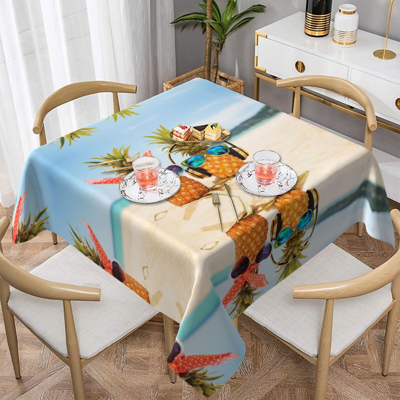 Nappe de plage ananas carrée 152 cm idéale pour pique-nique et table de cuisine