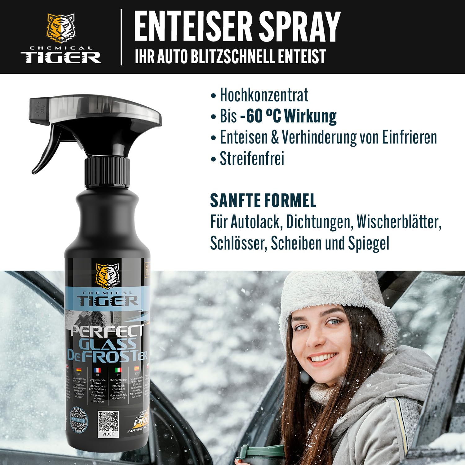 Zestaw Zimowy do Auta - 3 Produkty: Spray Antypara + Odmrażacz + Spray Ochronny do Lakieru - Ochrona przed Parą, Oblodzeniem i Zabrudzeniami - Lepsza Widoczność i Lśniący Lakier
