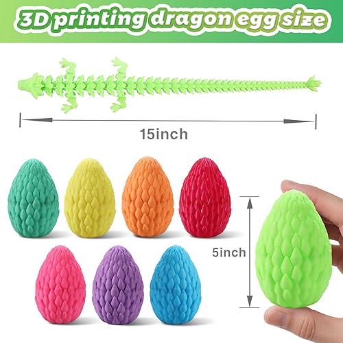 Miniatura 59 de Huevo de dragón impreso en 3D de 15 pulgadas, juguetes de cumpleaños de Navidad, regalo de relleno de calcetines, dragón de cristal articulado