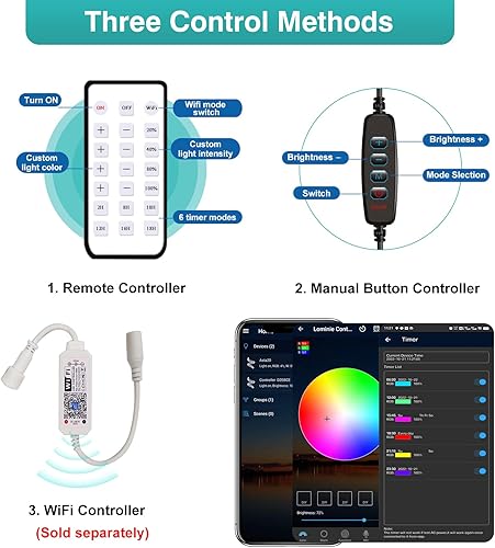 Miniatura 4 de Lominie Luz de planta de acuario 26 W de agua dulce LED luz de acuario espectro completo con control remoto para refugio camarón tropical pecera