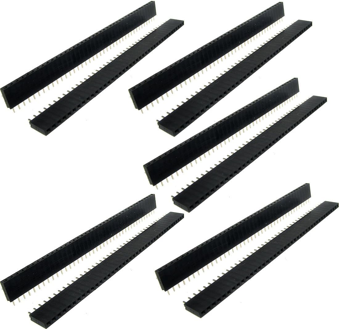sourcing map 10 Pcs 1x40 Pin 2.54mm Pitch Straight Single Row PCB Female Pin Headers
