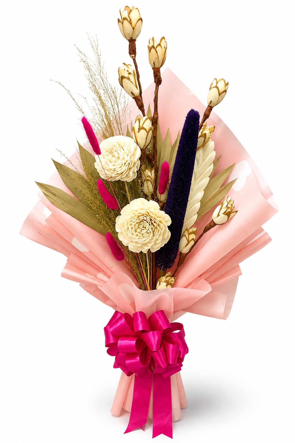 Premium Dried Flower Bouquet with Sola Wood Flowers, Natural Dried Botanicals & Decorative Wrapping | Long-Lasting Floral Gift for Birthday, Anniversary, Mother's Day & Home Decor-image-29